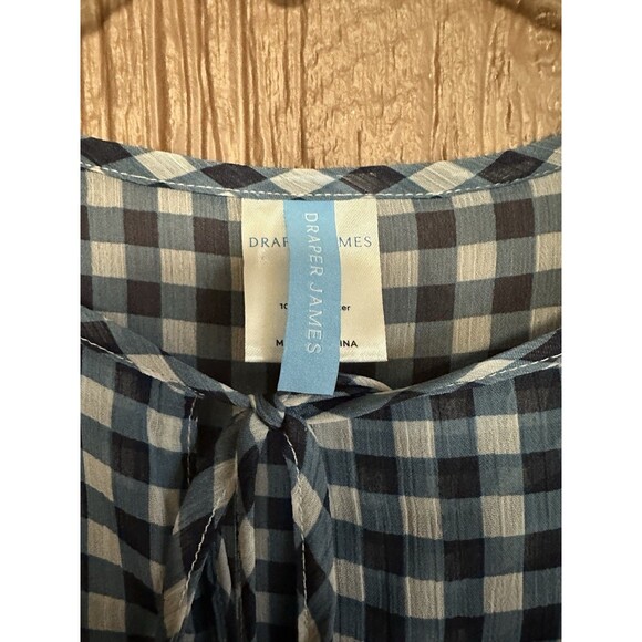 Draper James Gingham Navy Sheer Swim Cover Up Or Dress Size XS‎ Long Sleeve - Picture 4 of 9